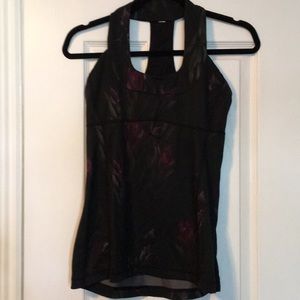 Lululemon Black and Floral Halter Tank